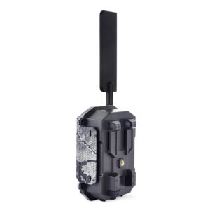 Rear left view of Spartan GoCam 2 4G LTE cellular trail camera showing mounting system and durable housing construction.